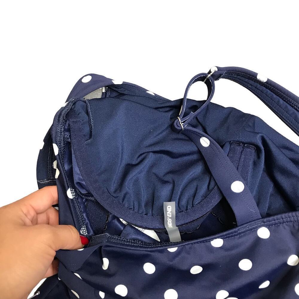 Lands' End Navy Polka Dot Tankini Size: 8D - Picture 6 of 8